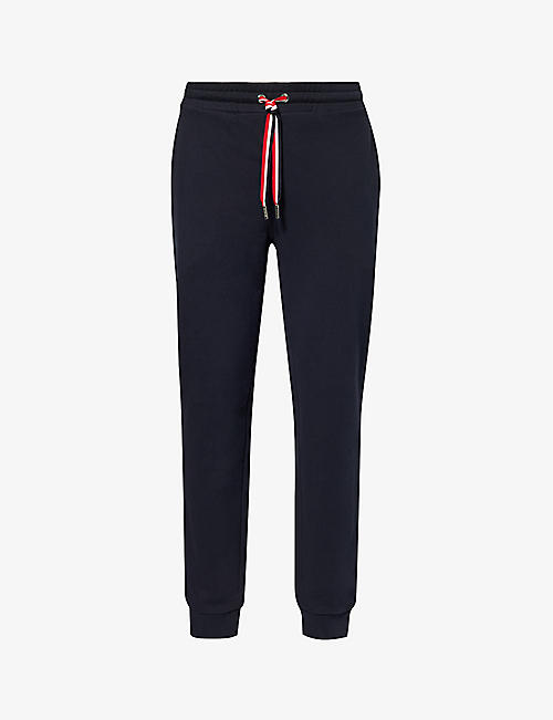 MONCLER: Tri-colour-drawstring flap-pocket cotton-jersey jogging bottoms