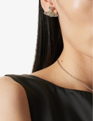 Shop Vivienne Westwood Jewellery Womens Platinum/topaz,erin Kika Silver-tone Brass Emerald, Topaz And Per
