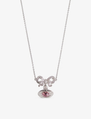 Vivienne Westwood Jewellery Octavie Platinum-tone Recycled Silver Choker Necklace In Platinum / Pink, Pink Cz