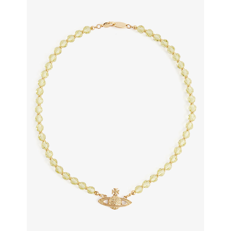 Vivienne Westwood Jewellery Messaline Gold-tone Brass And Crystal-embellished Choker Necklace