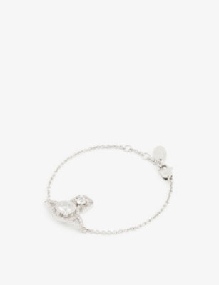 Vivienne Westwood Jewellery Norabelle Brass And Cubic Zirconia Bracelet In Platinum / White Cz