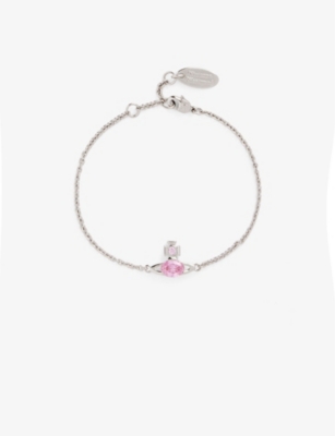 Shop Vivienne Westwood Jewellery Womens Platinum/light Pink Allie Brass And Cubic Zirconia Bracelet