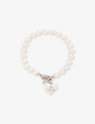 Shop Vivienne Westwood Jewellery Womens Platinum/creamrose Pearl Sheryl Brass And Faux-pearl Bracelet