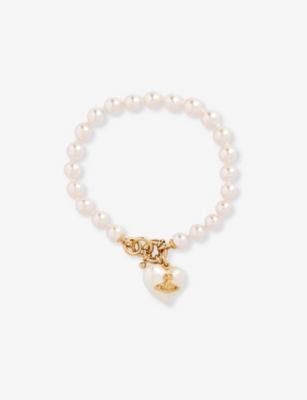 Shop Vivienne Westwood Jewellery Women's Gold / Creamrose Pearl Sheryl Brass And Faux-pearl Bracelet