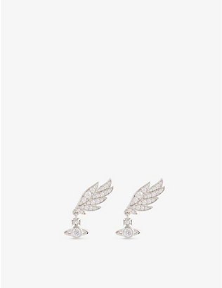 VIVIENNE WESTWOOD JEWELLERY: Dawna Orb-embellished 925 sterling silver and cubic zirconia earrings