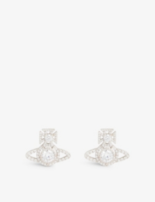 VIVIENNE WESTWOOD JEWELLERY: Norabelle brass and cubic zirconia earrings