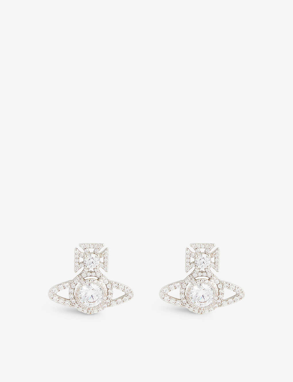 Vivienne Westwood Jewellery Norabelle Brass And Cubic Zirconia Earrings In Platinum / White Cz