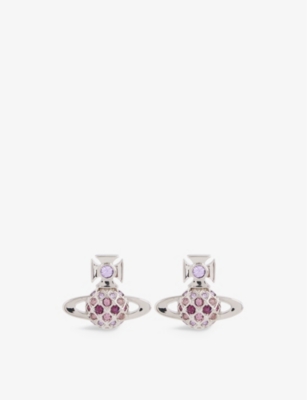 Vivienne Westwood Jewellery Willa Brass And Crystal Stud Earrings In Gray