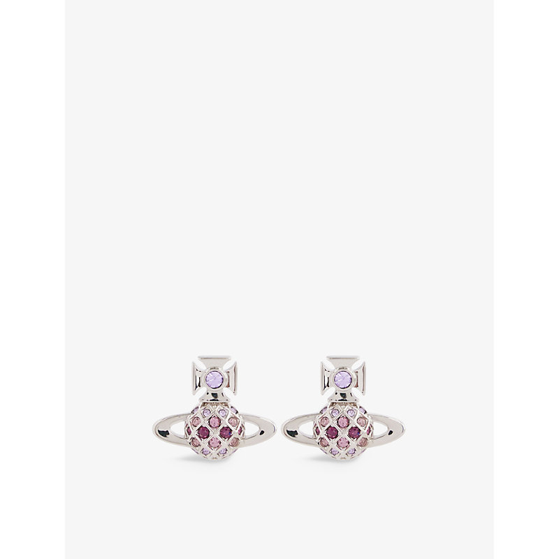Vivienne Westwood Jewellery Willa Brass And Crystal Stud Earrings In Gray