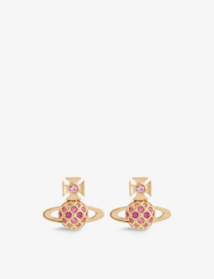 Vivienne Westwood Jewellery Willa Brass And Crystal Stud Earrings In Gold