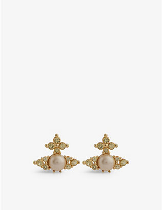 VIVIENNE WESTWOOD JEWELLERY: Feodora brass and faux-pearl earrings