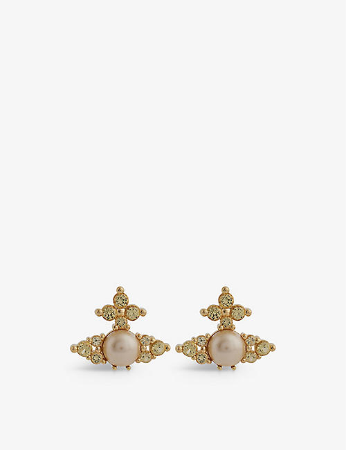 VIVIENNE WESTWOOD JEWELLERY: Feodora brass and faux-pearl earrings