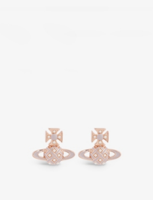 Vivienne Westwood Jewellery Cassie Bas Relief Brass And Enamel Stud Earrings In Pink Gold/rose/lgh Pink