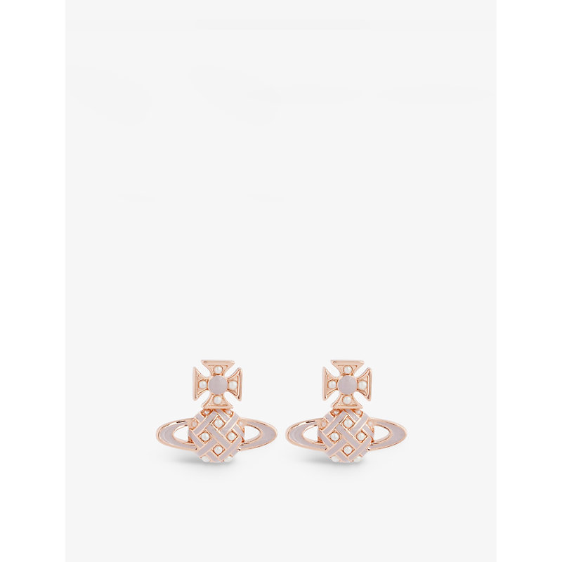 Vivienne Westwood Jewellery Cassie Bas Relief Brass And Enamel Stud Earrings In Pink