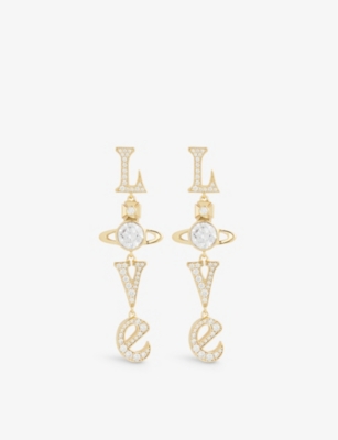 Vivienne Westwood Jewellery Roderica Brass And Cubic Zirconia Earrings In Gold / White Cz