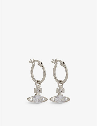 VIVIENNE WESTWOOD JEWELLERY: Elianne Orb-embellished brass and cubic zirconia hoop earrings