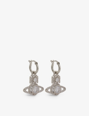 VIVIENNE WESTWOOD JEWELLERY: Norabelle brass and cubic zirconia hoop earrings