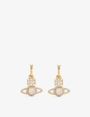 Shop Vivienne Westwood Jewellery Womens Gold / White Cz Norabelle Brass And Cubic Zirconia Earrings