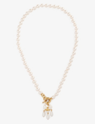 Shop Vivienne Westwood Jewellery Womens Gold / Creamrose Pearl Sheryl Faux-pearl And Brass Necklace
