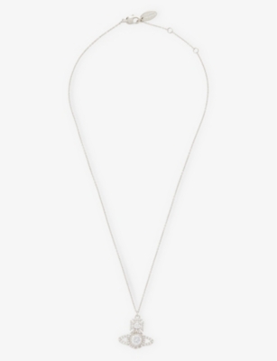 Vivienne Westwood Jewellery Norabelle Brass And Cubic Zirconia Necklace In Platinum / White Cz