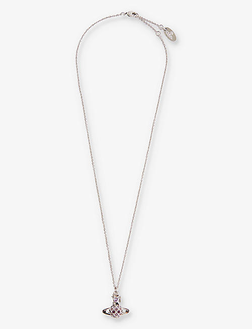 VIVIENNE WESTWOOD JEWELLERY: Willa Bas Relief silver-tone brass and crystal pendant necklace