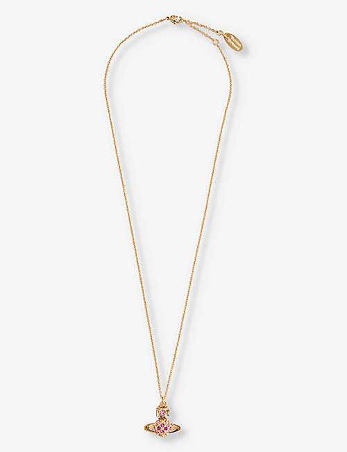 VIVIENNE WESTWOOD JEWELLERY: Willa Bas Relief gold-tone brass and crystal pendant necklace