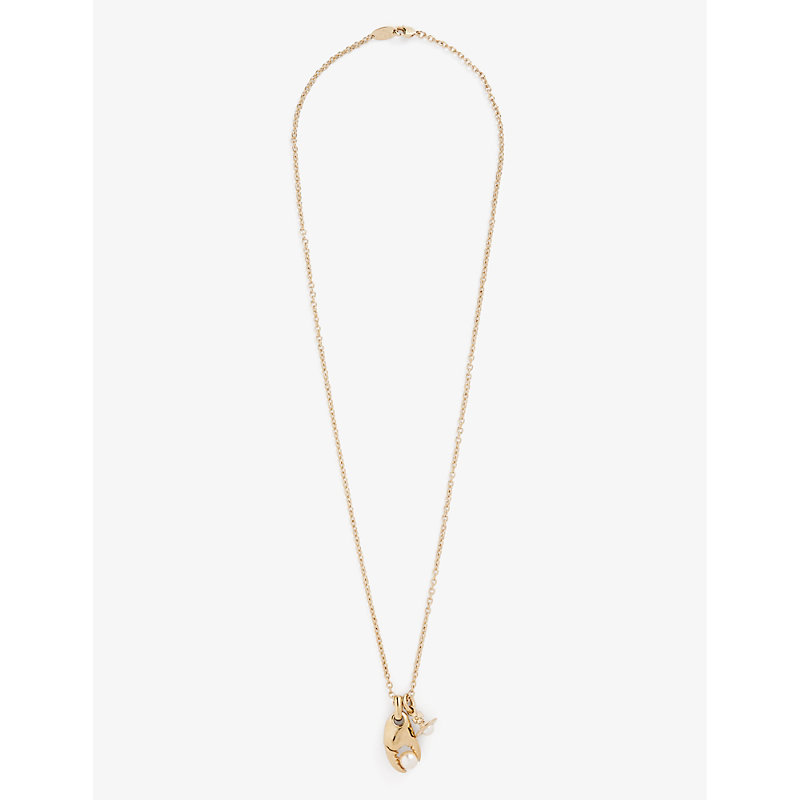Vivienne Westwood Jewellery Freda Brass And Faux-pearl Pendant Necklace In Gold