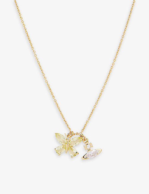 VIVIENNE WESTWOOD JEWELLERY: Elianne Orb-embellished gold-tone brass and cubic zirconia necklace
