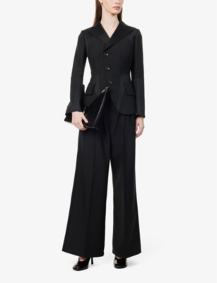 Shop Shiro Sakai Women's Black Classic Slim-fit Wool Blazer