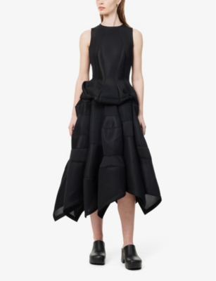 Shop Shiro Sakai Women's Black Panelled Slim-fit Woven Top
