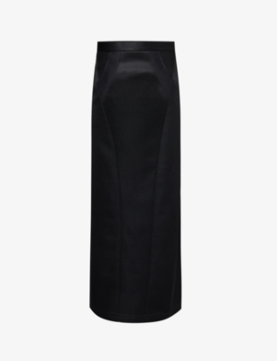 Shop Shiro Sakai Women's Black Panelled Slim-fit Woven Maxi Skirt