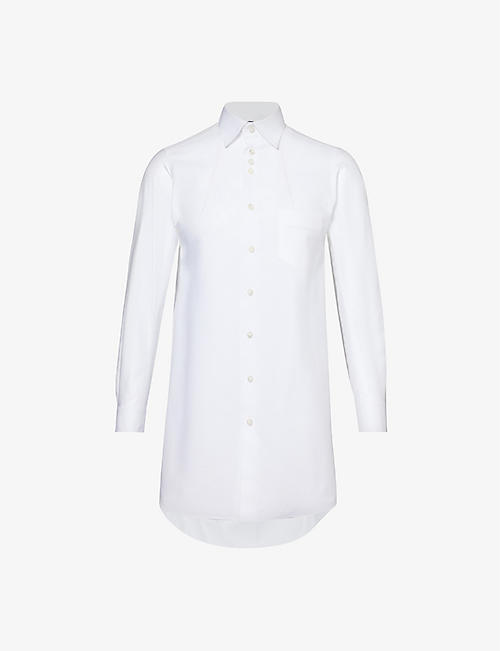 SHIRO SAKAI: Collar curved-hem cotton shirt