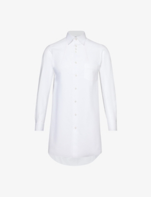 Shop Shiro Sakai Women's White Collar Curved-hem Cotton Shirt