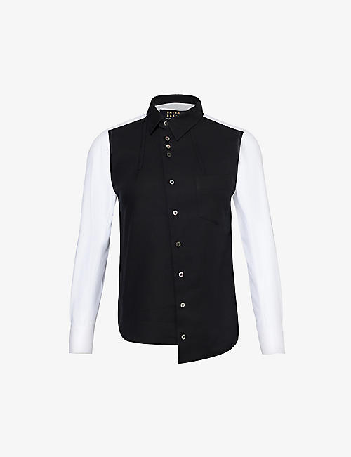 SHIRO SAKAI: Classic round-neck asymmetric cotton shirt