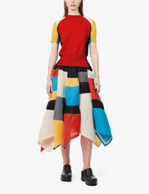 Shop Shiro Sakai Women'sround-neck Slim-fit Wool Top In Multi