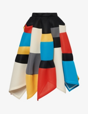 Shop Shiro Sakai Women's6 Colors Asymmetric-hem Mid-rise Woven Midi Skirt In Multi 6 Colors