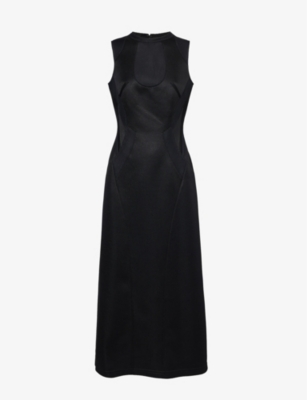 Shop Shiro Sakai Women's Black Slim-fit Sleeveless Woven Midi Dress