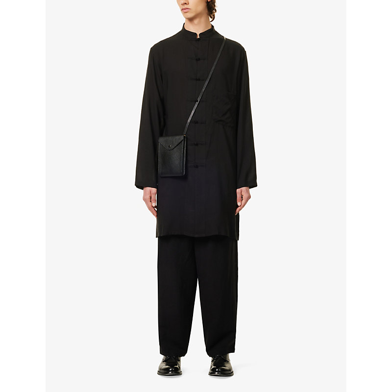 Shop Yohji Yamamoto Wide-leg Relaxed-fit Linen-blend Trousers In Black