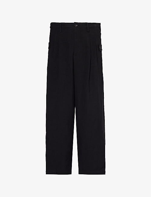YOHJI YAMAMOTO: Wide-leg relaxed-fit linen-blend trousers