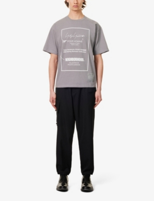 Shop Yohji Yamamoto Mens Grey X Neighborhood Graphic-print Cotton-jersey T-shirt