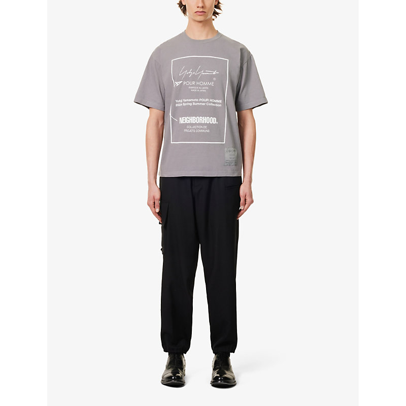 Shop Yohji Yamamoto Men's Grey X Neighborhood Graphic-print Cotton-jersey T-shirt