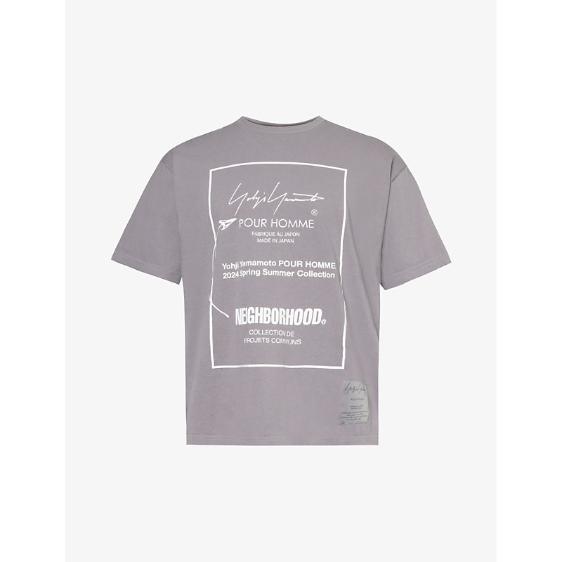 Shop Yohji Yamamoto X Neighborhood Graphic-print Cotton-jersey T-shirt In Grey