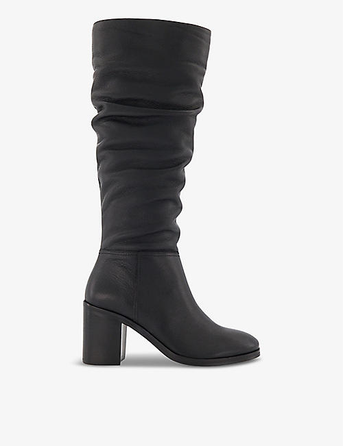 DUNE: Truce 2 ruched-top heeled leather knee-high boots