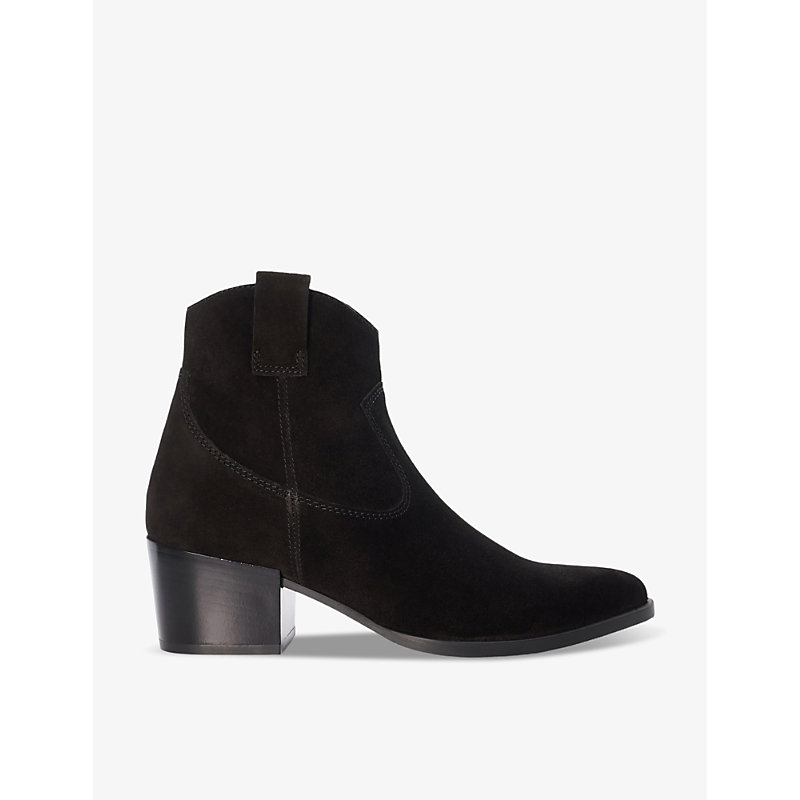 Dune Womens Black-suede Possible Suede Heeled Ankle Boots