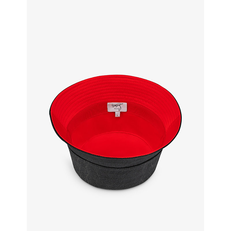 Shop Christian Louboutin Men's Black Bobino Logo-jacquard Cotton-blend Bucket Hat