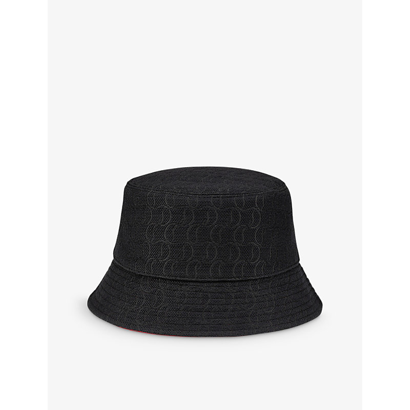 Shop Christian Louboutin Bobino Logo-jacquard Cotton-blend Bucket Hat In Black