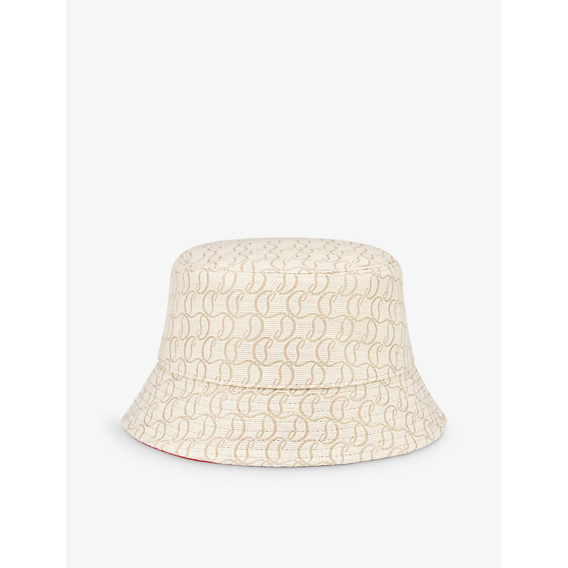 Shop Christian Louboutin Men's Natural Bobino Logo-jacquard Cotton-blend Bucket Hat