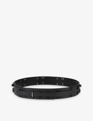 Christian Louboutin Womens Black Paloma Loubinthesky-embellished Leather Belt In Black