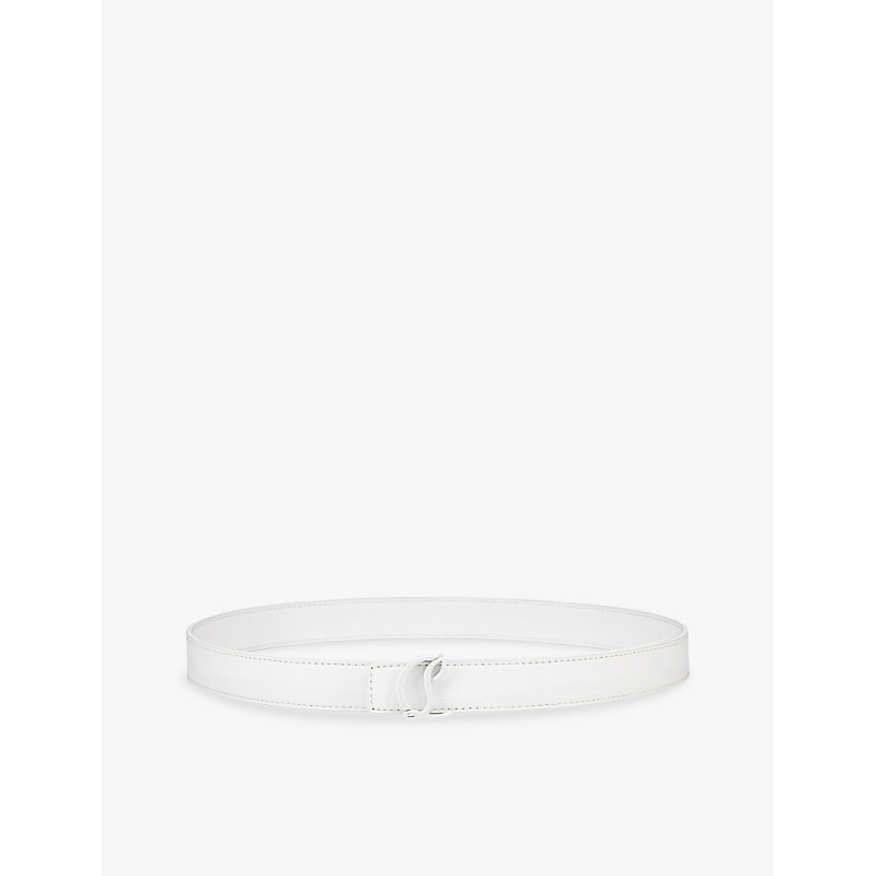 Shop Christian Louboutin Logo-buckle Leather Belt In Bianco