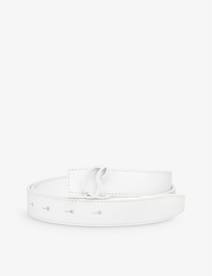 Christian Louboutin Womens Bianco Logo-buckle Leather Belt